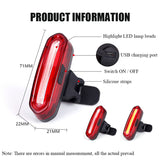 Bike Tail Light Bicycle Rear Light Cycling Warning Light Lamp LED Waterproof MTB Road Bike USB Rechargeable Polychromatic